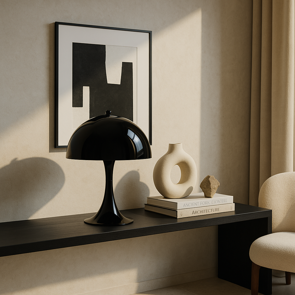 lampe de table champignon noir design arc and embers