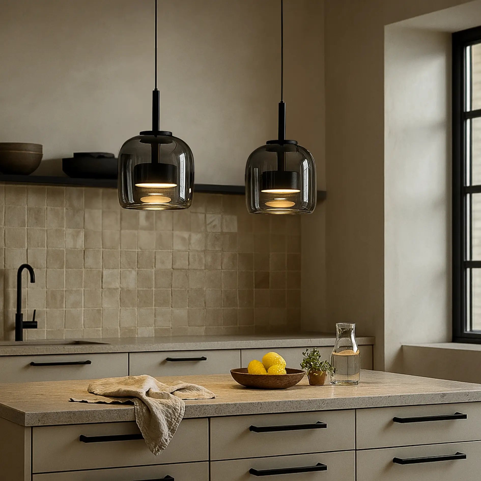 Sospeso - Lámpara colgante en cristal ahumado