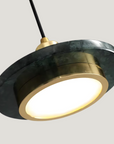 Suspension design minimaliste en marbre vert et fer plaqué doré