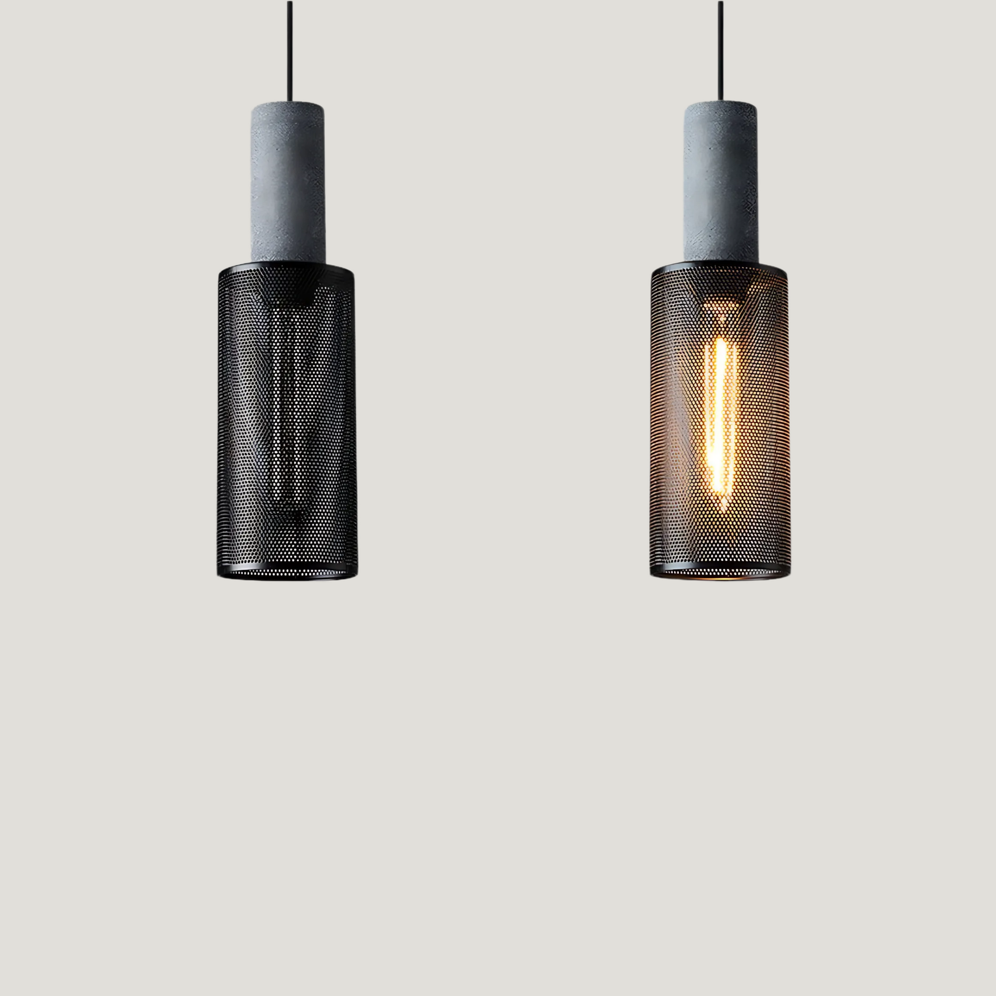 Suspension Telaire installée avec et sans lumière chaude.